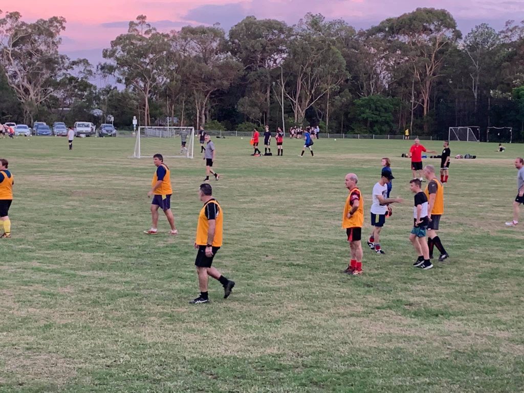 Players training together at Blaxland Oval
